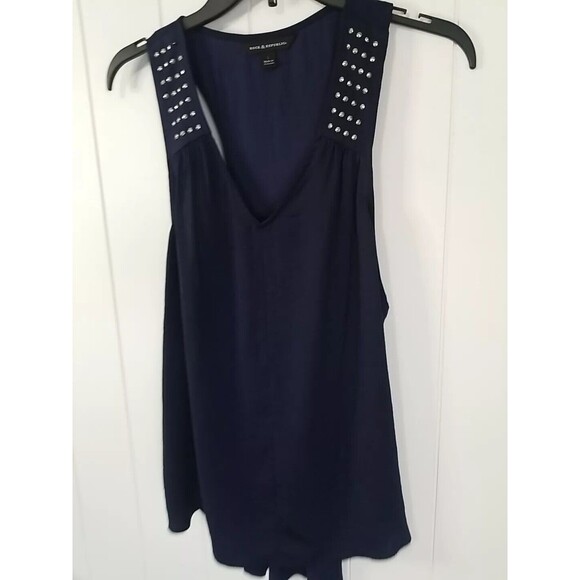 Rock & Republic Shirt Top Womens Size Large Blue Studded Sleeveless - Picture 5 of 10